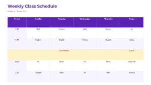 Weekly Class Schedule